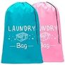 Sylfairy 2 Pack Extra Large Travel Laundry Bag, Dirty Clothes Organizer with Drawstring,Heavy Duty Travel Laundry Bags,Easy Fit a Laundry Hamper Travel Essentials (Pink+Blue, 24
