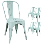Devoko Metal Indoor-Outdoor Chairs Distressed Style Kitchen Dining Chairs Stackable Side Chairs with Back Set of 4 (Blue) @ $99.99