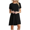 SHAOBGE Women Mini Dresses Summer Casual Ruffle Short Sleeve Cute Crew Neck Flowy Dress Cover Ups Beach Dress with Pockets @ $9.99