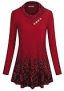 Miusey Floral Tops for Womens, Cowl Neck Sweater Dressy Tunic Tops Long Tunic Sweatshirts for Women to wear with Leggings Flower Medium @ $9.24