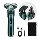 PRASKY Electric Razor for Men, 3-in-1 Face Shaver, Rotary LED Display, Rechargeable, Floating Head, Replaceable Blades, Portable Wet and Dry Travel Beard Trimmer, Hair Clippers Kit, Ideal Gift @ $20.00