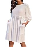 AI’MAGE Swimsuit Cover Ups for Women Swim Cover Up Dress 3/4 Sleeve Swimsuit Coverups with Pockets White @ $4.49