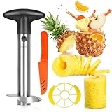 Cook Guy Round Handle Pineapple Corer and Slicer Set – Includes Reinforced Stainless Steel Cutter, Plastic Divider, and Fruit Knife – Easy Core Removal and Cutting Tool