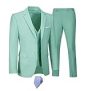 Men’s 3 Piece Slim Fit Suit Set,Two Button Groomsmen Suits Prom Wedding Tuxedo Blazer for Men Jacket Vest Pants with Tie Mint-S @ $30.90