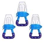 Baby Food Feeder 3 Pack Fresh Fruit Silicone Pacifier Teething Toy Reusable Aching Gums Pacifier Blue by Mluchee @ $4.99