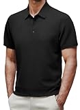 JMIERR Men’s Polo Shirt Quick Dry Performance Short Sleeve Tactical Shirts Dry Fit Pique Jersey Golf Shirt, S, Black @ $16.99