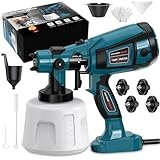 Paint Sprayer High Power Electric Spray Paint Gun with Adjustable Spray Width Knob,1400ML Container,4 Nozzles & 3 Patterns,Easy to Clean for House Painting Midium Blue