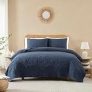 B2EVER Navy Blue Quilt Set Queen Size with Pillow Sham, Soft Microfiber Lightweight Farmhouse Bedding, Summer Bedspread Coverlet with Leaf Pattern for All Season, 3 Piece, 90×90 inches @ $14.29