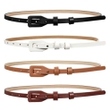 4 Set Women Skinny Waist Belt,SNNSTHS Colorful Faux Leather Thin Belt for Dress with Flat Snap Buckle(D-4-Pack,XL)