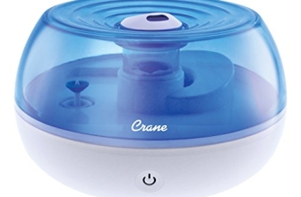 Crane Personal Ultrasonic Cool Mist Humidifier, for Home Bedroom Hotels Travel and Office, 0.2 Gallon, Filter Free, Blue and White