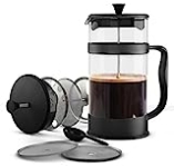 Utopia Kitchen 34 Ounce French Press Espresso and Tea Maker with Triple Filters, Stainless Steel Plunger and Heat Resistant Borosilicate Glass – Black @ $16.99