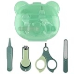Baby Nail Kit, Baby Manicure Kit and Pedicure Kit with Cute Bear Shape Case, 4-in-1 Kit with Baby Nail Clipper, Scissor, Nail File & Tweezer for Newborn, Infant, Toddler, Mothers Day Gifts(Green) @ $4.99