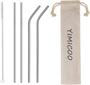 4PCS Reusable Metal Straws,8.5″ Stainless Steel Straws with Case -Cleaning Brush