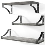 AMADA HOMEFURNISHING Wall Shelves Set of 3, Floating Shelves Hold up to 55lbs, Rustic Wood Wall Shelves for Bedroom, Bathroom, Living Room, Kitchen, Storage & Decoration, Gray @ $16.98 ($5.66 / Count)
