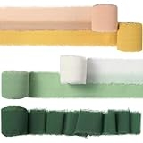 Solsew 5 Rolls Chiffon Ribbon 1.5 Inch x 35 Yd Handmade Frayed Edge Ribbons Fringe Chiffon Silk Ribbon for Wedding Invitations Bridal Bouquets Gifts Wrapping Greeting Card DIY Crafts Decorations @ $8.99