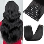 Rimoss Clip in Hair Extensions Real Human Hair, Hair Extensions Real Human Hair Clip ins Natural Black 7pcs Straight, Premium Soft Remy Human Hair Clip in Extensions for Women (#1B 16 Inch) @ $29.99 ($12.15 / Ounce)
