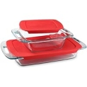 4-Piece Pyrex Easy Grab Extra Large Glass Baking Dish Set With Lids (2-Qt, 3-Qt) @ $17.98