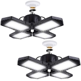 2 Pack LED Garage Lights,80W Deformable Led Garage Ceiling Lighting 8000LM E26 Daylight 6000K LED Garage Lighting Super Bright Adjustable Garage Light for Garage,Warehouse