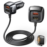 60W USB Car Charger – AINOPE [4 Multi USB Ports] [QC 36W] Fast Car Charger Adapter[5FT Cable] QC 3.0 Cigarette Lighter Adapter Back Seat Charging for iPhone Samsung iPad MacBook Fire Tablet and More @ $7.91