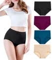 wirarpa Women’s Cotton Underwear High Waist Briefs Ladies Soft Breathable Underpants 4 Pack Plus Size Panties Multicolor06 Large Size @ $14.44