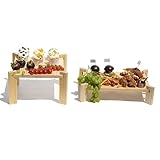 Kiwonlonker Wood Charcuterie Boards 2PCs Buffet Risers Tiered Food Display Stand Serving Tray Platters House Warming Gifts New Home Bridal Shower Gifts Cupcake Stands
