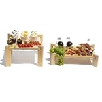 Kiwonlonker Wood Charcuterie Boards 2PCs Buffet Risers Tiered Food Display Stand Serving Tray Platters House Warming Gifts New Home Bridal Shower Gifts Cupcake Stands