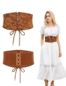 Scarlet Darkness Women’s Renaissance Pirate Belts Elastic Stretch Cinch Belt for Dresses Brown L @ $7.99