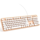 KNOWSQT Wired Computer Keyboard – Orange-White Full-Size Round Keycaps Typewriter Keyboards for Windows @ $12.14
