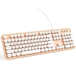 KNOWSQT Wired Computer Keyboard – Orange-White Full-Size Round Keycaps Typewriter Keyboards for Windows @ $12.14