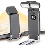 Dott Arts Book Light,1000mAh Dual-Heads Reading Light for Bedtime with Screen Display.Rechargeable Ultralight Clip on LED Bookmark Lamp with 5 Color,6 Brightness Levels,Timer Function.Black