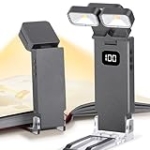 Dott Arts Book Light,1000mAh Dual-Heads Reading Light for Bedtime with Screen Display.Rechargeable Ultralight Clip on LED Bookmark Lamp with 5 Color,6 Brightness Levels,Timer Function.Black