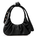 Milan Chiva Ruched Crossbody Bags Trendy Cloud Shoulder Bag Chic Pouch Clutch Purse with DIY Strap MC-1010BK @ $7.20
