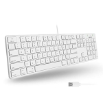 Macally Slim USB Wired Keyboard for Mac and Windows PC – Full Size 104 Key Layout & 16 Shortcut Keys – Compatible Wired Apple Keyboard with Numeric Keypad and Scissor Keycaps for Smooth Typing @ $29.99