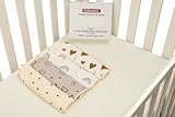 Fadacudan Muslin Fitted Crib Sheet with 4 Pack Muslin Baby Washcloths 12″x 12″ Love Rainbow Stras,Cotton Stylish Boho Super Soft for Baby Lt Beige