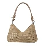 Straw Purse Woven Shoulder Bag for Women Casual Tote Bag Handbag Summer Beach Crossbody Bag for Vacation Travel (Khaki) @ $3.99