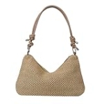 Straw Purse Woven Shoulder Bag for Women Casual Tote Bag Handbag Summer Beach Crossbody Bag for Vacation Travel (Khaki) @ $3.99