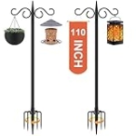 RCUICA Double Shepherds Hooks for Outdoor,2 Pack 110 Inch Bird Feeder Pole with 5 Prongs Base,Heavy Duty Shepherds Hook,Suitable for Garden in Hanging Flower Basket,Lantern,Bird Nests (110 Inch) @ $17