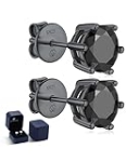 Black Moissanite Earrings, MomentWish 1Carat Moissanite Earrings for Men, D Color VVS1 Simulated Diamond Black Ruthenium Vermeil S925 Sterling Silver Earrings @ $35.11