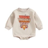 Baby Boy Girl Halloween Outfit Pumpkin Sweatshirt Romper Oversized Long Sleeve Onesie Bubble Bodysuit Clothes (Apricot Funny Letters @ $3.99