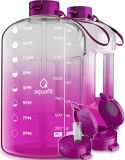 AQUAFIT Half Gallon Water Bottle With Time Marker – 64 oz Water Bottle With Straw – Gym Water Bottle With Strap – Big Water Bottle – Reusable Water Bottles With Straw – Large Water Bottle With Handle @ $19.99