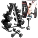 Cap Barbell 100 lb Cast Iron Hex Dumbbell Weight Set with Rack @ $119.00