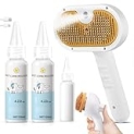 Cat Steam Brush, Pet Steam Brush for Cat & Dog, Mist Spray Comb, Spritz Defur Tool, Water Grooming Kit, Dog Hair Removal Steam Cleaner with Release Button-Contains 2*shampoo