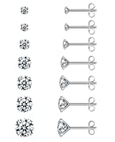Earrings for Women, 7 Pairs Stud Earrings Set for Men Girl, COMOSO 18K White Gold Plated S925 Sterling Silver Cubic Zirconia Earrings Studs 3-8mm, Birthday Christmas Gift @ $7.99