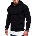 Johoproce Men’s Casual Fashion Sports Slim Fit Pleated Raglan Sleeve Stripe Hoodies Long Solid Color Sleeve Top Pullover Sweater(Black @ $14.99