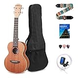 MIRIO Concert Ukulele, 23 Inch Ukelele Solid Mahogany Wood Top For Beginners Kids Adults Professional Uke Kit with Case, Carbon Strings, Christmas Gifts @ $29.25