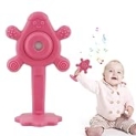 Chuya Baby Rattle Teething Toy Dark Pink Infant Chew Teethers Rattles for Babies 0-24 Months Newborn Grasp Toy