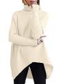 Caracilia Women’s Winter Sweaters Casual Long Sleeve Turtleneck Asymmetric Hem Pullover Sweater C8A7-kaqi-M Khaki @ $16.79