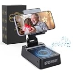 BFUSHIONY Cell Phone Stand with Wireless Bluetooth Speaker for Dual Connect, Phone Holder with HD Surround Sound for Desk, Birthday Gifts for Men, Stocking Stuffers White Elephant Gifts for Adults