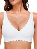 Quttlzze Deep V Petal Bras for Women No Underwire soft Wireless Bralettes Comfort Seamless Bras with Extender Snow White,S @ $25.99