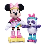 Disney Junior Minnie Mouse Roller-Skating Party Minnie Mouse, Interactive Light Up Feature Plush with Talking, Singing, and Moving, Includes a Roller-Skating Panda, by Just Play